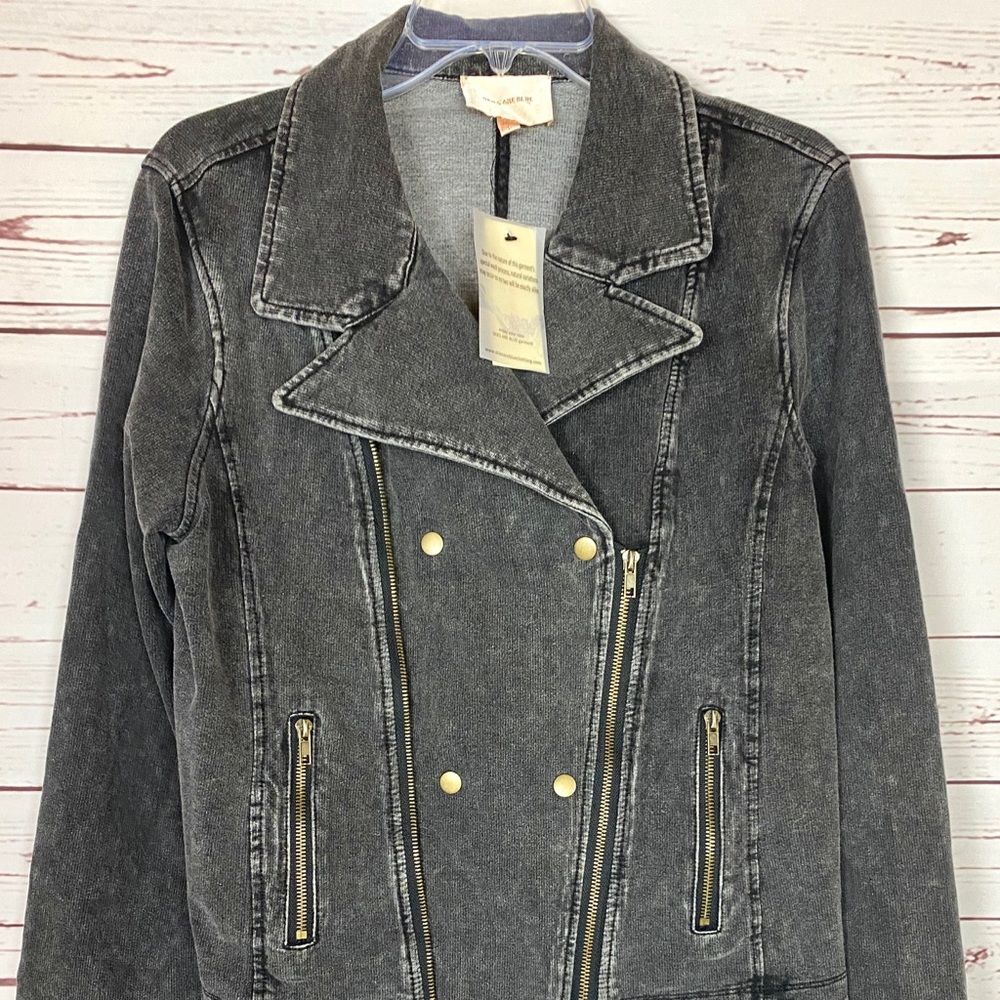 SKIES ARE BLUE!! Biker Jacket Grey Black Pockets